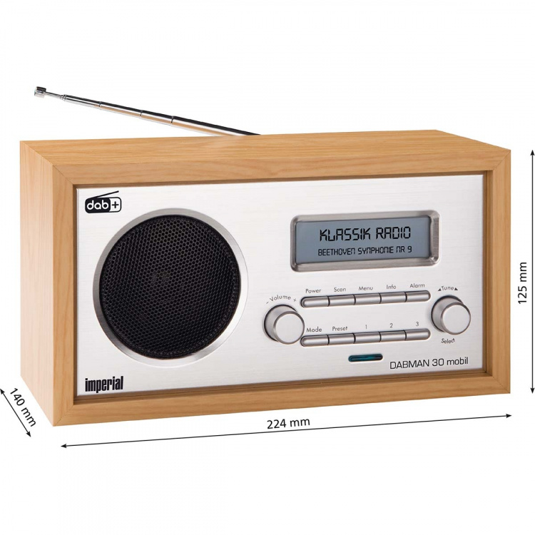 imperial DABMAN 30 Mobil DAB+/FM-radio Wood