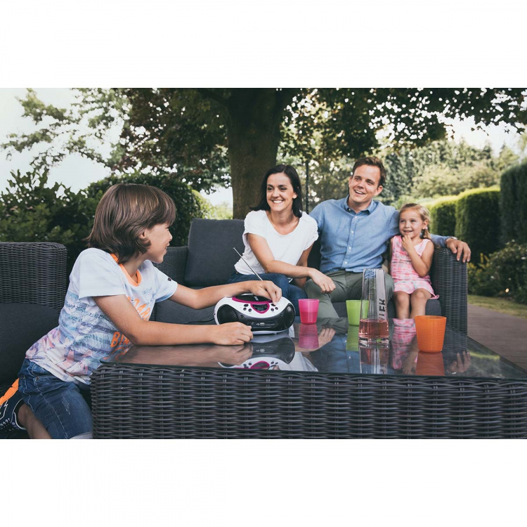 Lenco Bærbar FM-radio CD- og USB-afspiller Pink