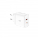 Xo vægoplader CE08 PD 50W 2x USB-C hvid