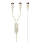 Xo kabel NB-Q262 2in1 PD USB-C - Lightning + USB-C 1,2m beige 60W