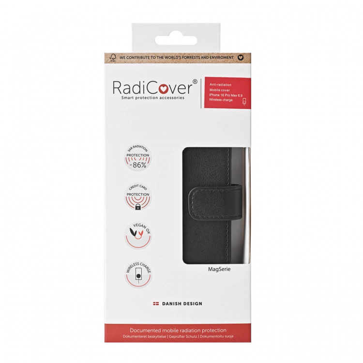 Radicover Wallet Strålingsbeskyttelse 3 Kort RFID Sort - iPhone 16 Pro Max