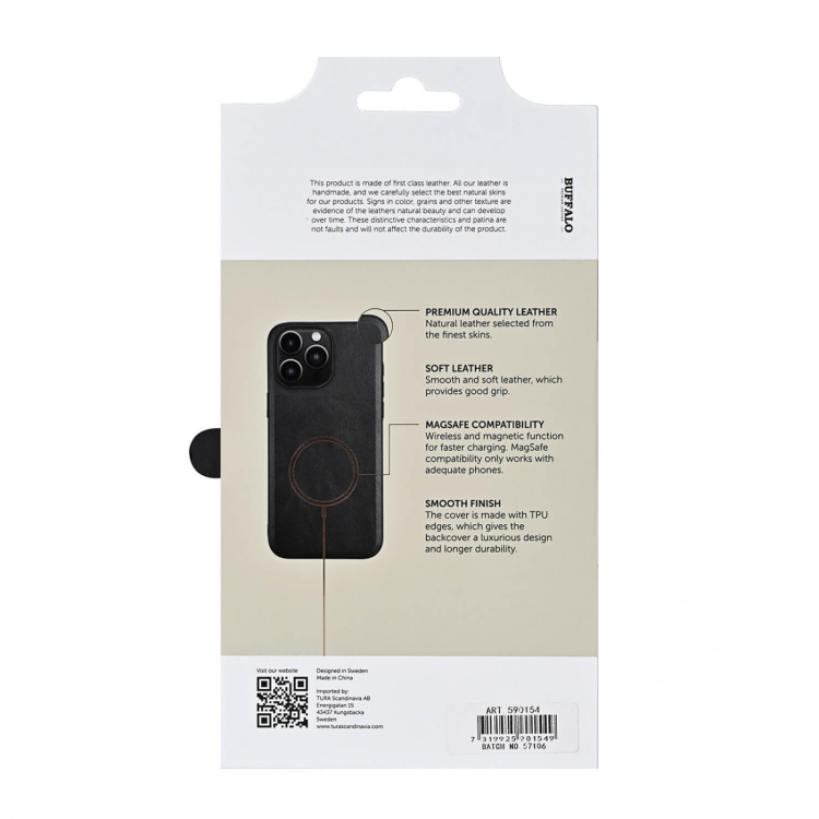 Buffalo Backcover Læder Magseries Sort - iPhone 16 Pro Max Buffalo Backcover Læder Magseries Sort - iPhone 16 Pro Max