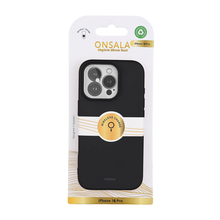 Onsala Mobilcover med Silikone Feel Black - iPhone 16 Pro Onsala Mobilcover med Silikone Feel Black - iPhone 16 Pro