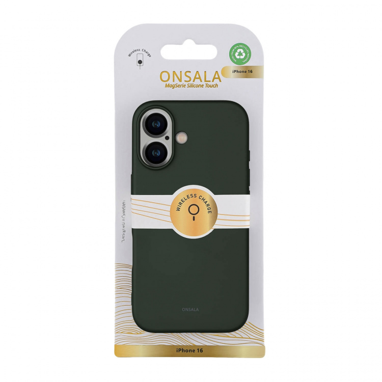 Onsala Mobilcover med Silikone Feel Olive Green - iPhone 16