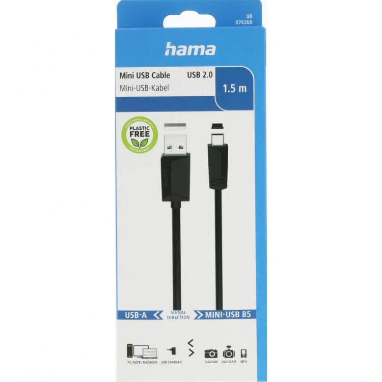 Hama Cable USB A-USB B Mini 480 Mbit/s Black 1.5m