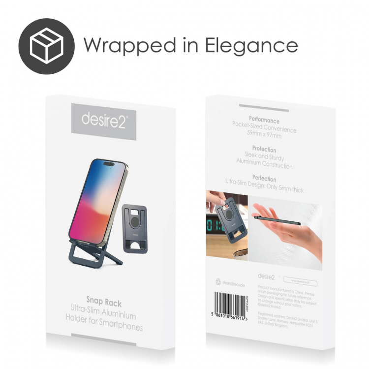 Desire2 Mobilholder Ultratynd Aluminium Mørkegrå