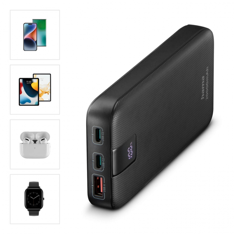 Hama Powerbank PD 20000mAh 2xUSB-C+1xUSB-A Anthracite