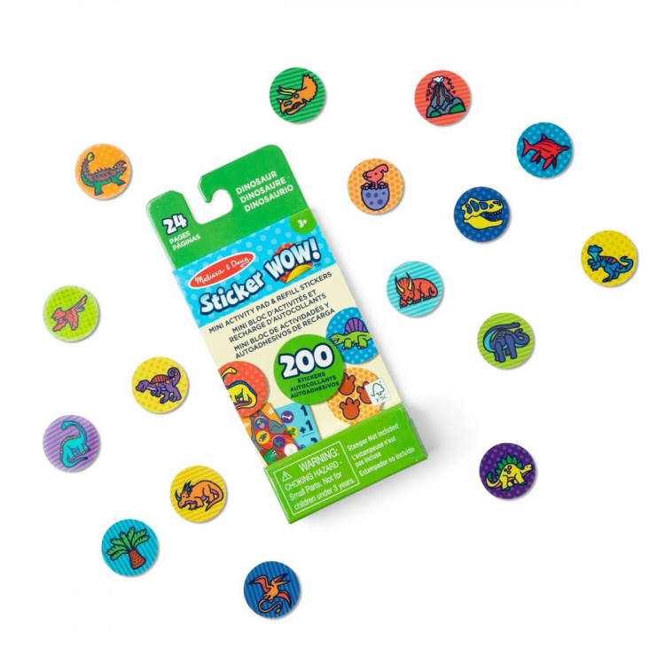 Melissa & Doug Klistermærke WOW! Mini aktivitetsblok og refill-klistermærker: Dinosaur