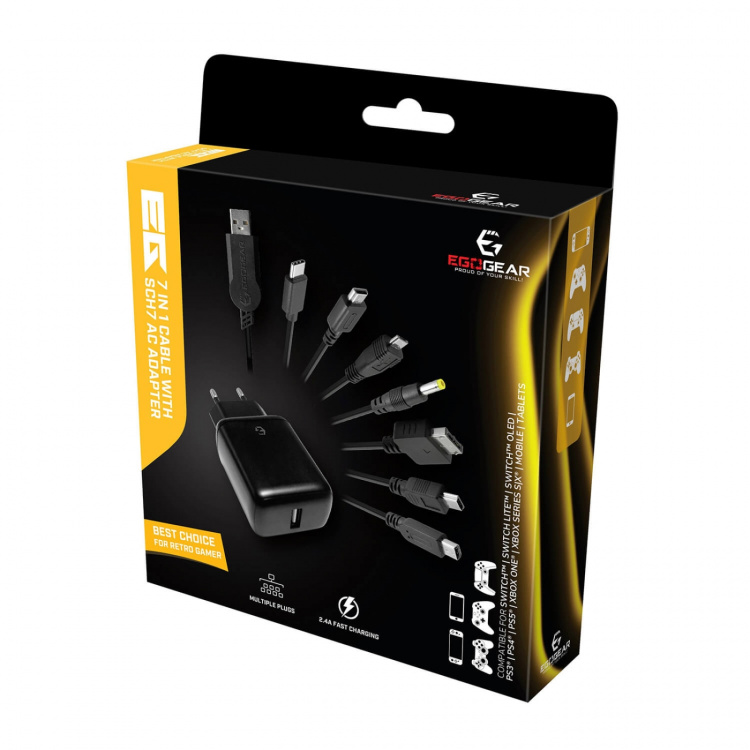 EgoGear 7-i-1 kabel SCH7 AC-adapter til retrokonsoller