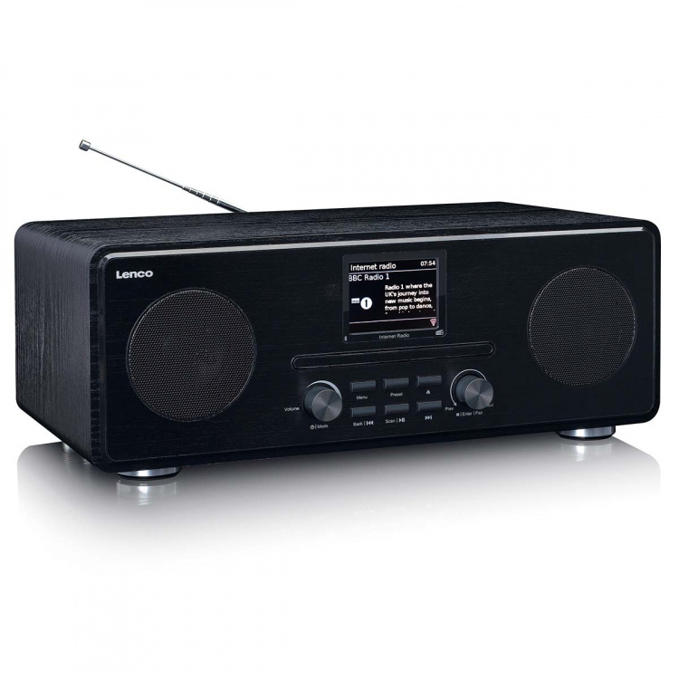 Lenco Internet / DAB+ / FM-radio med cd-afspiller og Bluetooth® Sort Lenco Internet / DAB+ / FM-radio med cd-afspiller og Bluetooth® Sort