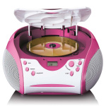 Lenco Boombox med cd-afspiller, FM-radio og klistermærker Pink