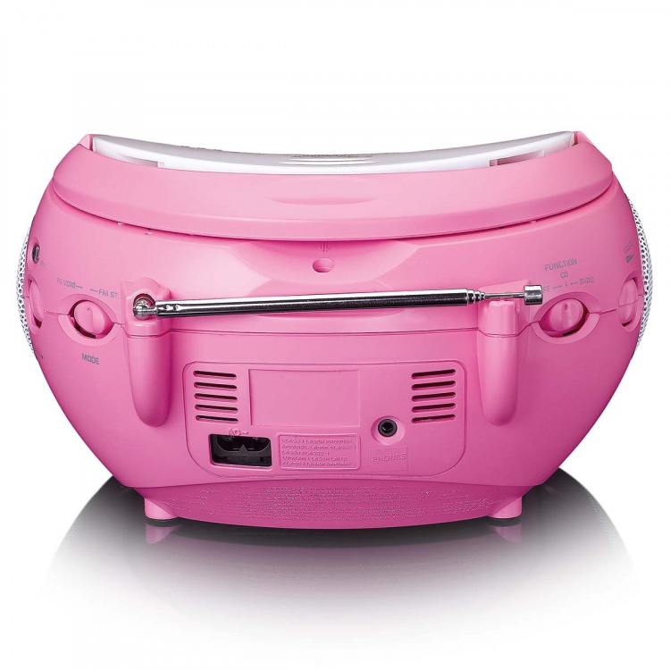 Lenco Boombox med cd-afspiller, FM-radio og klistermærker Pink