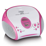 Lenco Boombox med cd-afspiller, FM-radio og klistermærker Pink