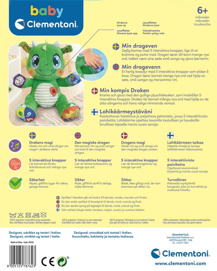 Clementoni Interaktiv babydrage i plys (SE/FI/DK/NO)