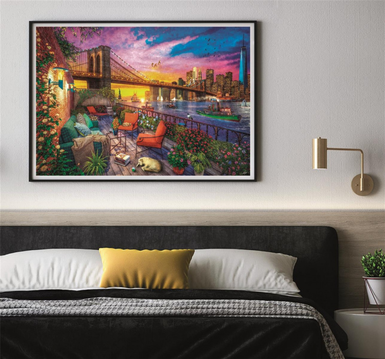 Clementoni 3000 stk Højkvalitets kollektion Manhattan Balkon Solnedgang