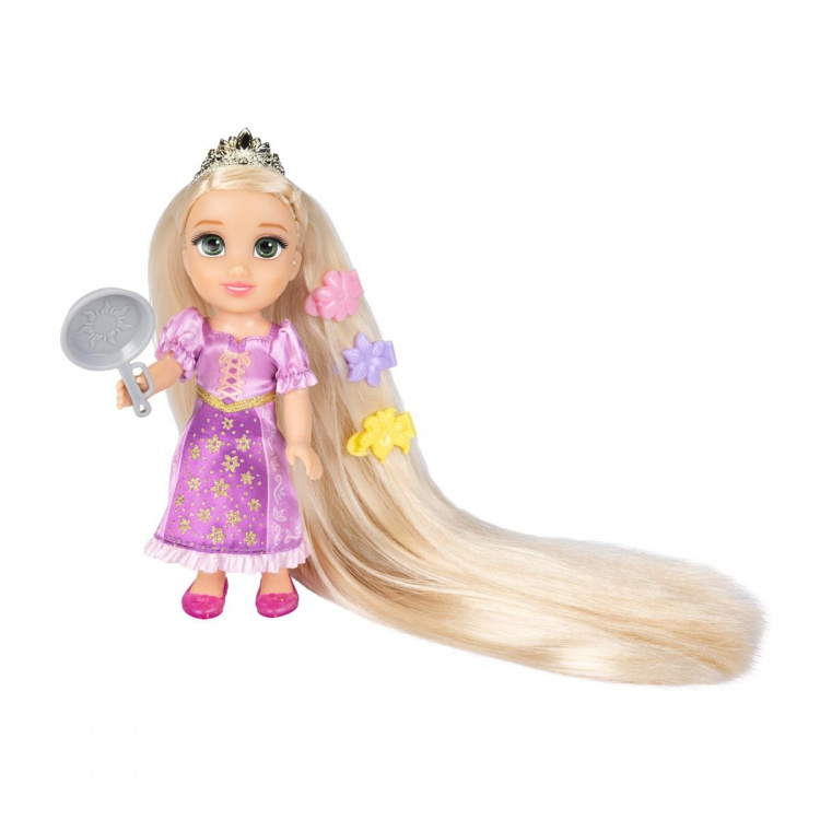 JAKKS Pacific Disney Princess 6 Inch Petite Doll med ekstra mode og tilbehør Rapunzel med det længste hår