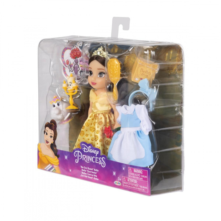 JAKKS Pacific Disney Princess 6 Inch Petite Doll med ekstra mode og tilbehør Be Our Guest Belle