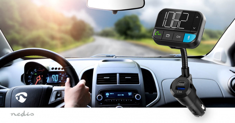 Nedis Bil Audio FM-sender | Svanehals | Højttalertelefon | 2  Nedis Bil Audio FM-sender | Svanehals | Højttalertelefon | 2