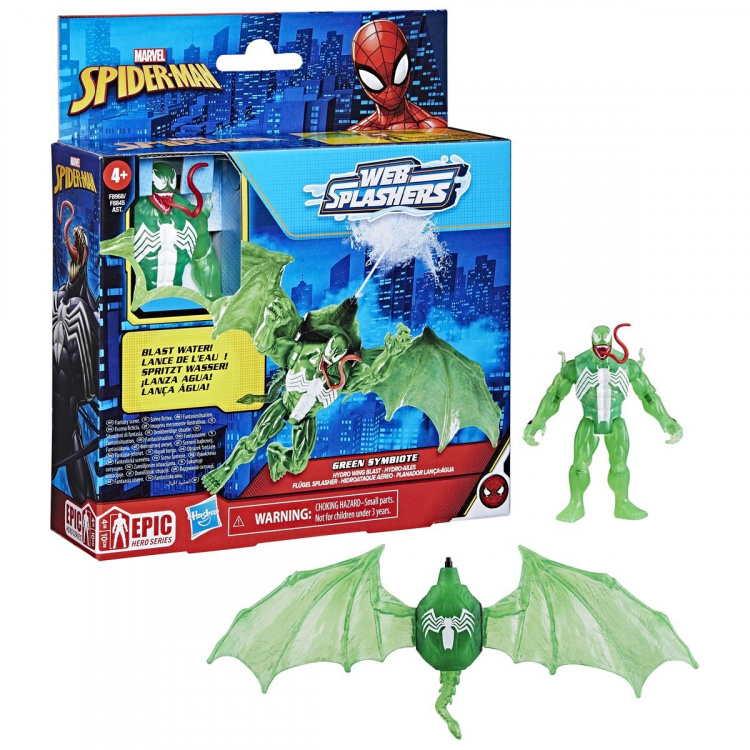 Spider-Man Web Splashers figur og køretøj Green Symbiote