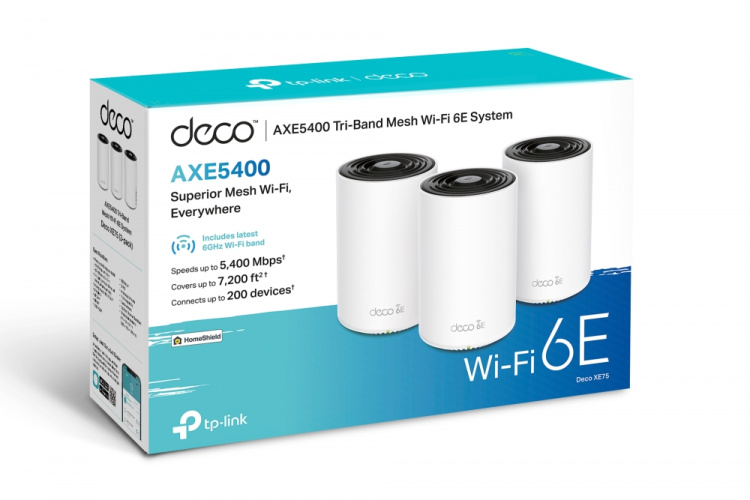 TP-Link Deco XE75 (3-pak) Wi-Fi 6E AXE5400 Mesh Wi-Fi-system til hele hjemmet