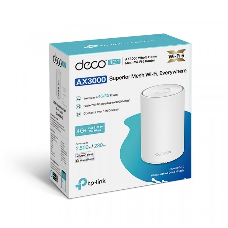TP-Link Deco X50 Wi-Fi 6 AX3000 4G Mesh-gateway til hele hjemmet