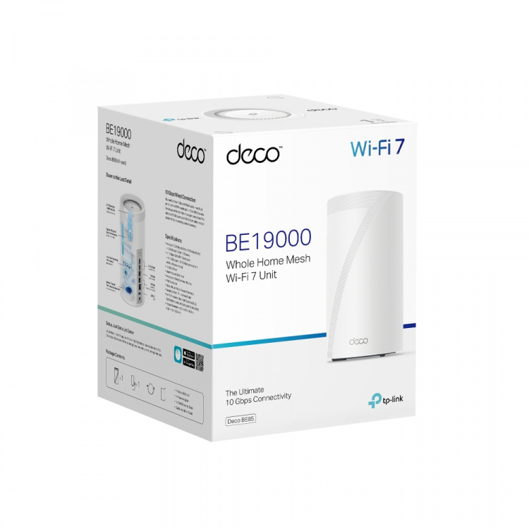 TP-Link Deco BE85 Wi-Fi 7 BE19000 Mesh Wi-Fi-system til hele hjemmet (1-pak)