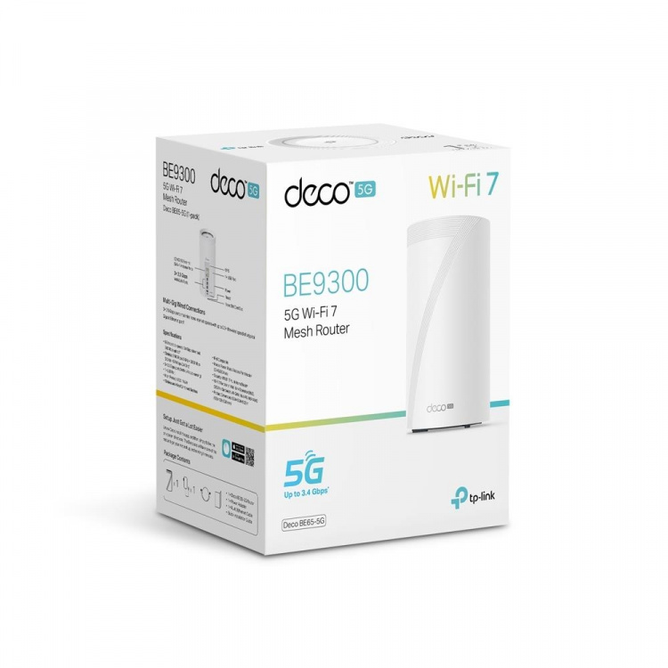 TP-Link Deco BE65 Wi-Fi 7 BE9300 5G Mesh Wi-Fi-system til hele hjemmet (1-pak)