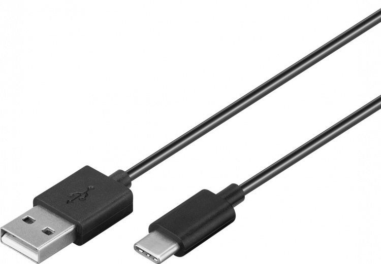 Goobay Dual USB laddare för bil USB-C™, USB-A (12 W) Laddningsadapter för bil med 2x USB-A och USB-C™-kabel 1,0 m (svart)