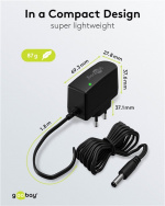 Goobay 12 V nätdel (7,2 W / 0,6 A) med centrumstift (han) 5,5 mm x 2,1 mm
