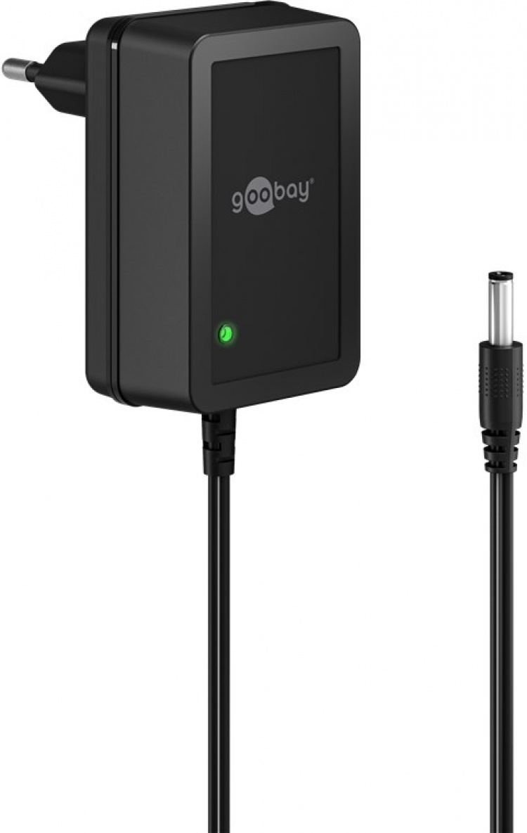 Goobay 12 V nätdel (18 W / 1,5 A) med centrumstift (han) 5,5 mm x 2,5 mm