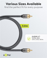 Goobay Mono RCA-kabel, 3 m Cinch kontakten (woofer, Center) > Cinch kontakten (woofer, Center)