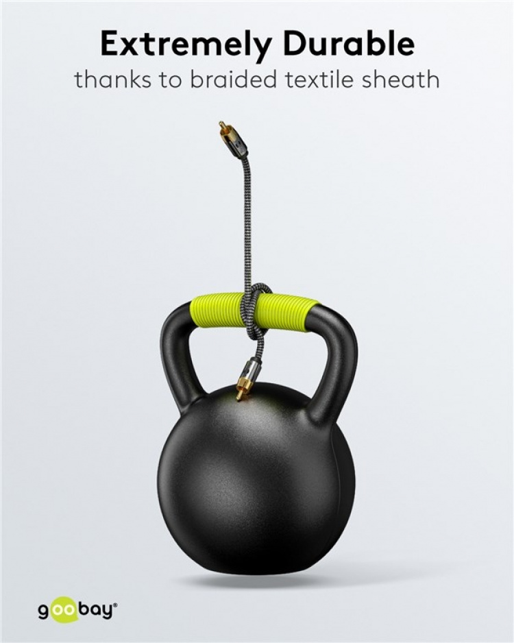 Goobay Mono RCA-kabel, 5 m Cinch kontakten (woofer, Center) > Cinch kontakten (woofer, Center)