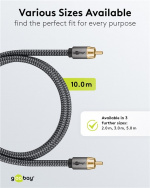 Goobay Mono RCA-kabel, 10 m Cinch kontakten (woofer, Center) > Cinch kontakten (woofer, Center) Goobay Mono RCA-kabel, 10 m Cinch kontakten (woofer, Center) > Cinch kontakten (woofer, Center)