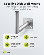 Goobay Vägghållare i aluminium för parabolantenn, avstånd till väggen 350 mm högkvalitativt väggfäste för parabolantenner av rostfri och väderbeständig aluminium