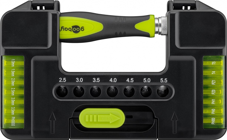 Goobay Precisionsskruvmejselsats med 37 delar verktygssats för all skruvning, montering och gör-det-själv-arbete Goobay Precisionsskruvmejselsats med 37 delar verktygssats för all skruvning, montering och gör-det-själv-arbete