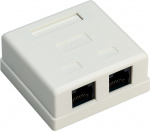 Goobay 2-port RJ45-kopplingsdosa, CAT 6, UTP, vit okapslad