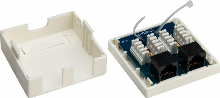 Goobay 2-port RJ45-kopplingsdosa, CAT 6, UTP, vit okapslad