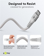 Goobay USB-C™ supersoft textilkabel med metallkontakter, 2 m, vit elegant och extra robust anslutningskabel för enheter med USB-C™-port