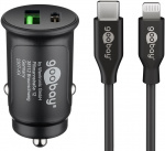 Goobay Dual USB snabbladdare för bil Lightning (27 W) laddningsadapter för bil med 1x USB-C™ och 1x USB-A, USB-C™ Lightning-kabel, 1 m, svart Goobay Dual USB snabbladdare för bil Lightning (27 W) laddningsadapter för bil med 1x USB-C™ och 1x USB-A, USB-C™ Lightning-kabel, 1 m, svart