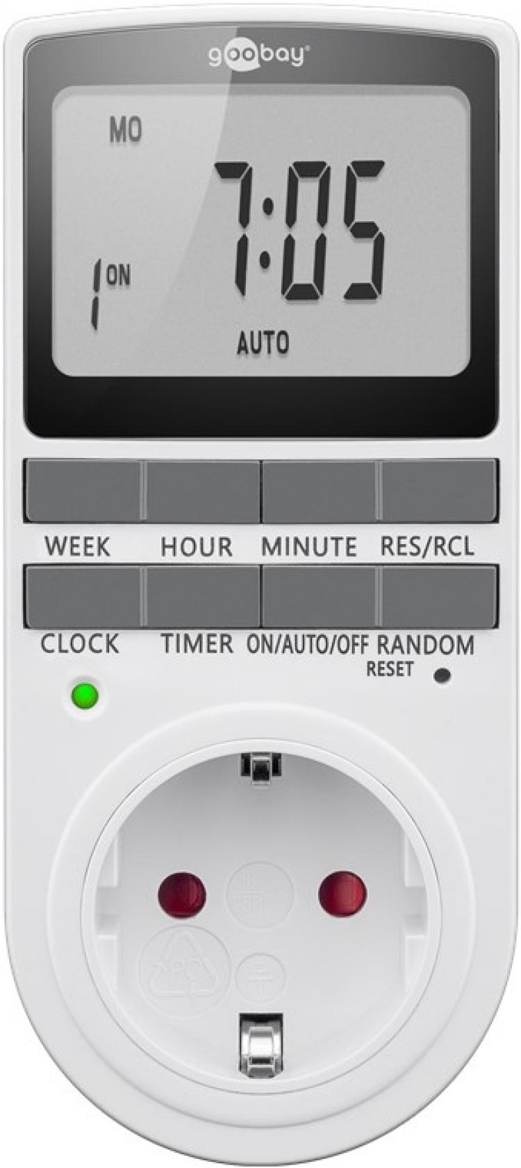 Goobay Digital timer programmerbar timer med kontakt med skyddsjord (typ F) Goobay Digital timer programmerbar timer med kontakt med skyddsjord (typ F)