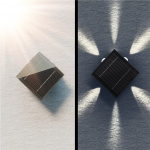 Goobay LED-vägglampa med solcell Romb, svart 30 lm, 3 lägen varmvit till kallvit (3000, 4200, 6500 K), för indirekt utomhusbelysning