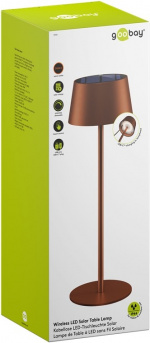 Goobay Trådlös LED-bordslampa med solcell, brons med touchkontroll, 150 lm, varmvit (3000 K), steglöst dimbar
