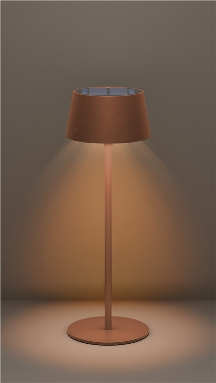 Goobay Trådlös LED-bordslampa med solcell, brons med touchkontroll, 150 lm, varmvit (3000 K), steglöst dimbar