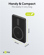 Goobay Magnetisk trådlös powerbank 5.000 mAh fäster magnetiskt på baksidan av mobiltelefonen, perfekt för samtidig laddning och telefonering Goobay Magnetisk trådlös powerbank 5.000 mAh fäster magnetiskt på baksidan av mobiltelefonen, perfekt för samtidig laddning och telefonering