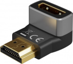 Goobay HDMI™ vinkeladapter 270° vertikal, 8K @ 60 Hz, guldpläterad HDMI™-uttag (typ A) > HDMI™ kontakt (typ A) 270 °