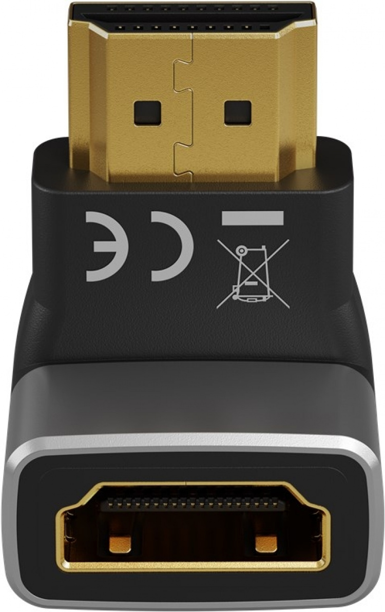 Goobay HDMI™ vinkeladapter 270° vertikal, 8K @ 60 Hz, guldpläterad HDMI™-uttag (typ A) > HDMI™ kontakt (typ A) 270 °