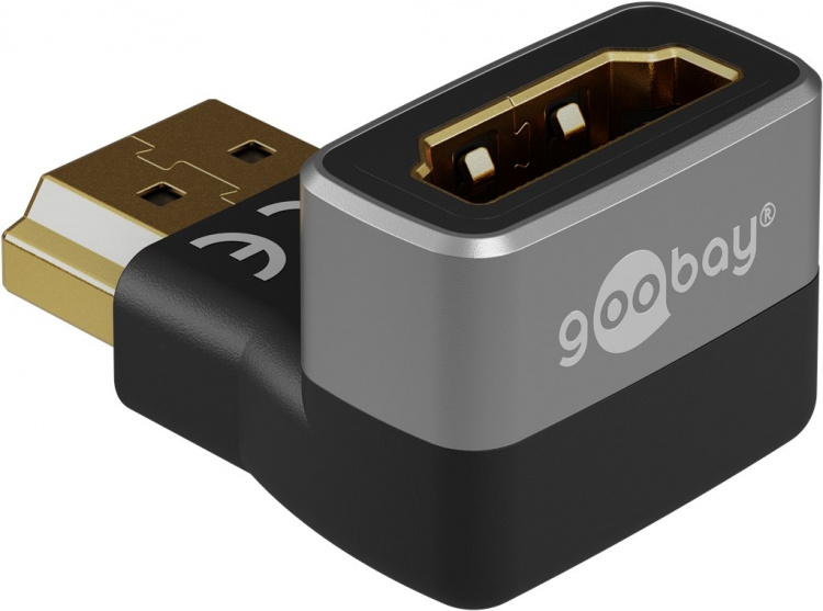 Goobay HDMI™ vinkeladapter 270° vertikal, 8K @ 60 Hz, guldpläterad HDMI™-uttag (typ A) > HDMI™ kontakt (typ A) 270 °