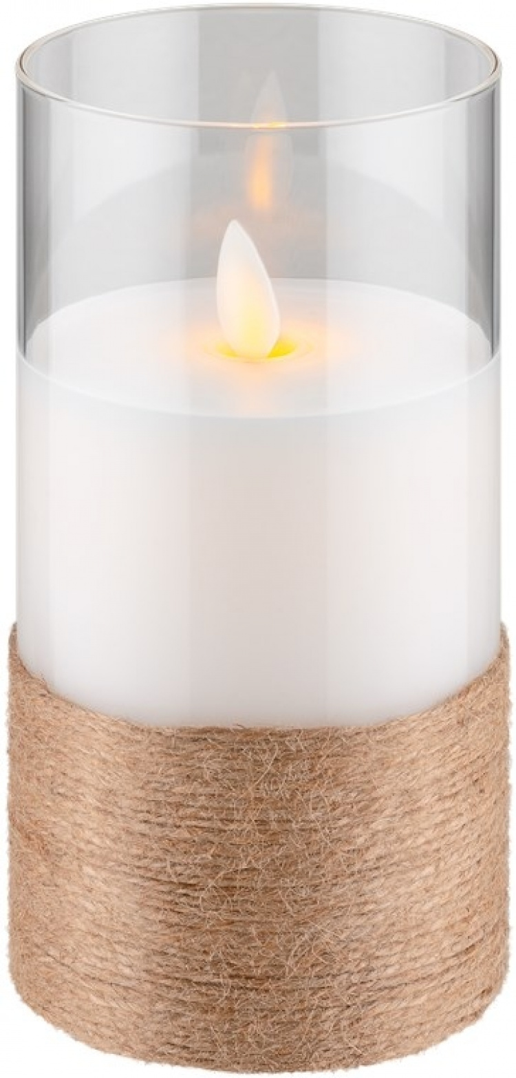 Goobay 3-pack LED-ljus av äkta vax i ett glas, vit;beige;transparent, inkl. 8x AA (LR6) med timerfunktion och pendelveke, batteridriven, varmvitt (2700 K)