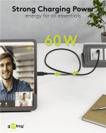 Goobay USB-C™-kabel, USB 3.2, 60 W, 10 Gbit/s, Power Delivery, 1 m USB-C™-kontakt > USB-C™-kontakt Goobay USB-C™-kabel, USB 3.2, 60 W, 10 Gbit/s, Power Delivery, 1 m USB-C™-kontakt > USB-C™-kontakt