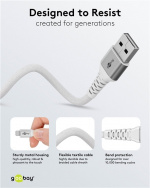 Goobay Lightning-USB-A supersoft textilkabel med metallkontakter, 0,5 m, vit MFi-certifierad, elegant och extra robust laddnings- och synkroniseringskabel för Apple iPhone/iPad (vit) Goobay Lightning-USB-A supersoft textilkabel med metallkontakter, 0,5 m, vit MFi-certifierad, elegant och extra robust laddnings- och synkroniseringskabel för Apple iPhone/iPad (vit)
